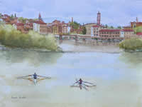 Spring Warmup on the Arno River, Florence by Deborah Edmiston